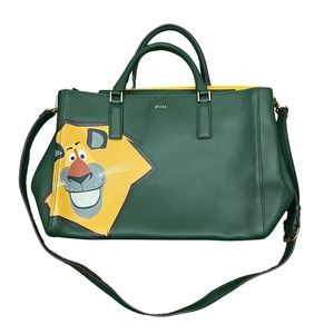 Brera Novelty Madagascar Lion Large Green Leather Large Shoulder Bag Luggage *